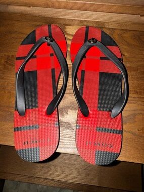 Coach Black Textured Sole Flip Flops